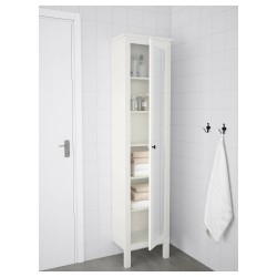 Фото1.Высокий шкаф с зеркальными дверцами, белый HEMNES IKEA 702.176.85